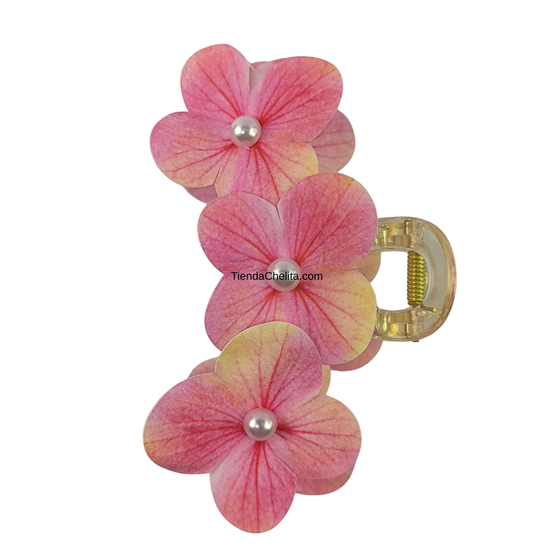 Piraña Floral Con Perla Central