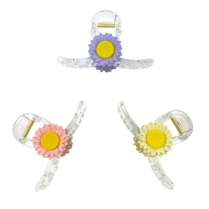 Piraña transparente con flor margarita pack x6