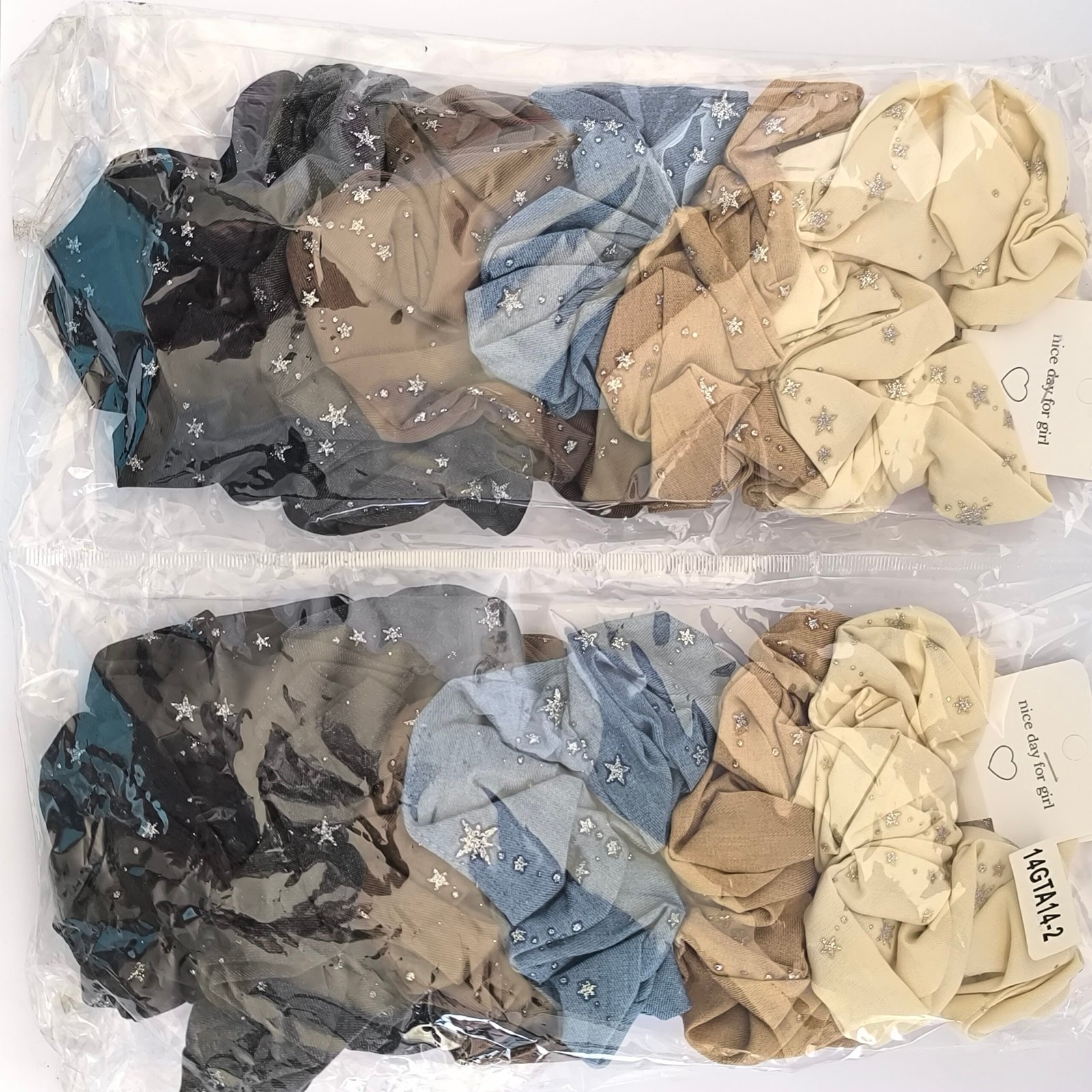 Set de 12 Coleteros Scrunchie con Estrellas Brillantes para Cabello - Image 8