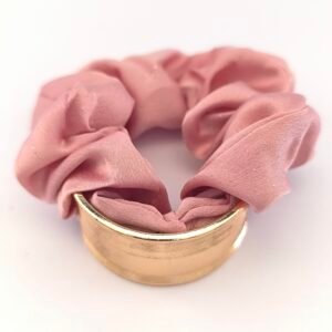 Coletero Scrunchie con Adorno Metálico Dorado para Cabello