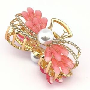 Piraña Decorativa con Perla y Cristales para Cabello | Pinza Elegante Floral