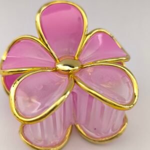 Piraña Floral Translúcida para Cabello | Pinza Dorada Elegante para Mujer