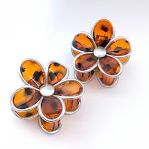 Piraña Floral Estilo Carey para Cabello | Pinza Elegante Grande para Mujer