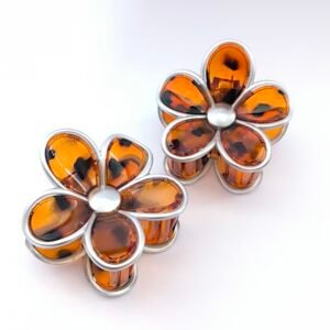 Piraña Floral Estilo Carey para Cabello | Pinza Elegante Grande para Mujer