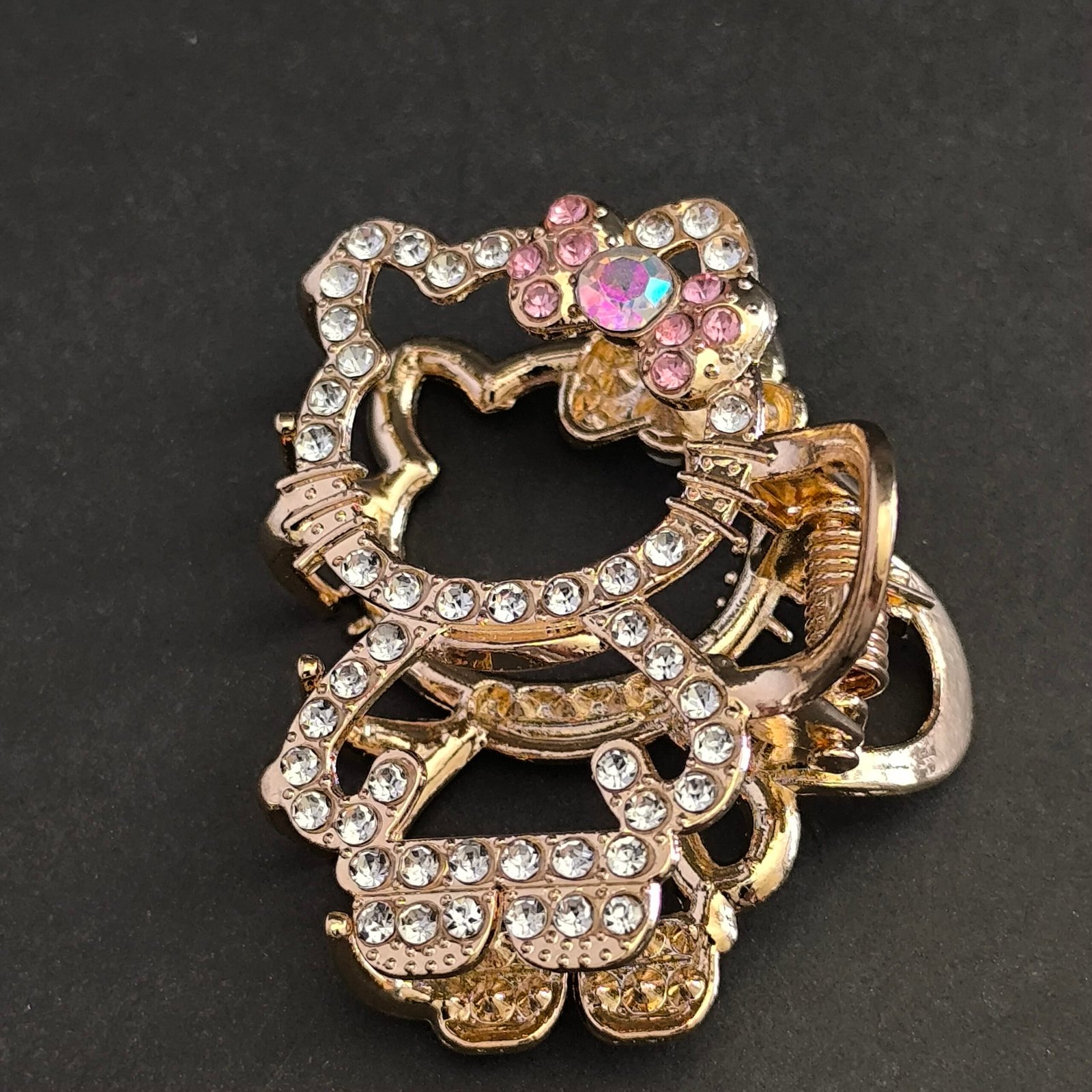 Piraña Gatito con Cristales para Cabello | Pinza Metálica Dorada Diseño Gato - Image 5