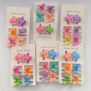 Set de Pirañas Mariposa y Moño para Niñas | Pinzas de Cabello Infantiles Colores Pastel