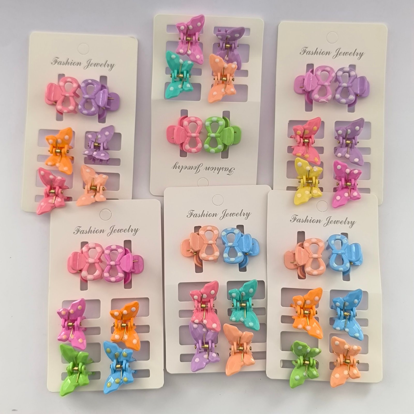 Set de Pirañas Mariposa y Moño para Niñas | Pinzas de Cabello Infantiles Colores Pastel