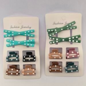 Set de Pirañitas Mini y Trabas para Cabello con Lunares | 12 Piezas Colores Variados