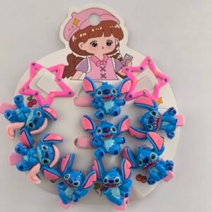 Set Infantil de Accesorios para Cabello Niña | Pinzas Personaje Azul, Estrellas y Ligas