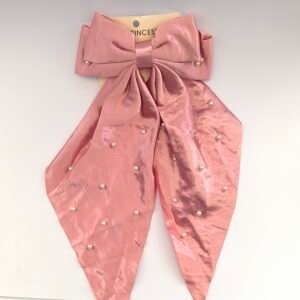 Moño Grande para Cabello con Perlas y Lazo Largo | Traba en corbata Set 12