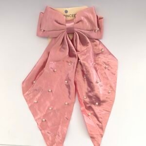 Moño Grande para Cabello con Perlas y Lazo Largo | Traba en corbata Set 12