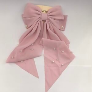 Set 12 Moños Grandes para Cabello con Perlas | Clip Metálico Tipo Barrette