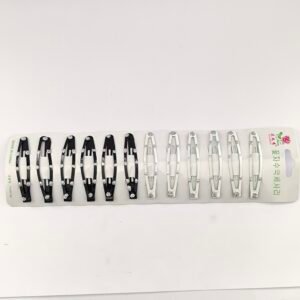 Trabas Metálicas Decorativas Blanco y Negro con Brillos – Set 12 Pinzas Cabello Mujer