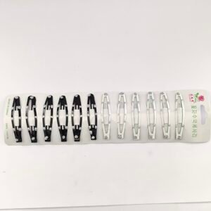 Trabas Metálicas Decorativas Blanco y Negro con Brillos – Set 12 Pinzas Cabello Mujer
