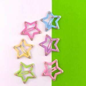 Trabitas Infantiles Metálicas Estrella con Caritas de Conejito | Set 12 Unidades
