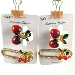 Set Traba Cabello con Piraña Cerezas 12 Unidades | Diseño Elegante Dorado