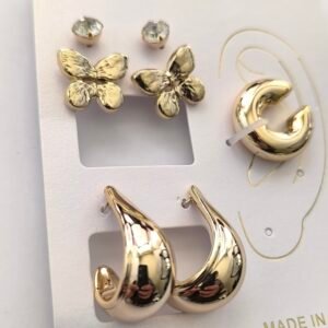 Set de Aretes para Mujer con Ear Cuff | Dorado y Plateado Moderno