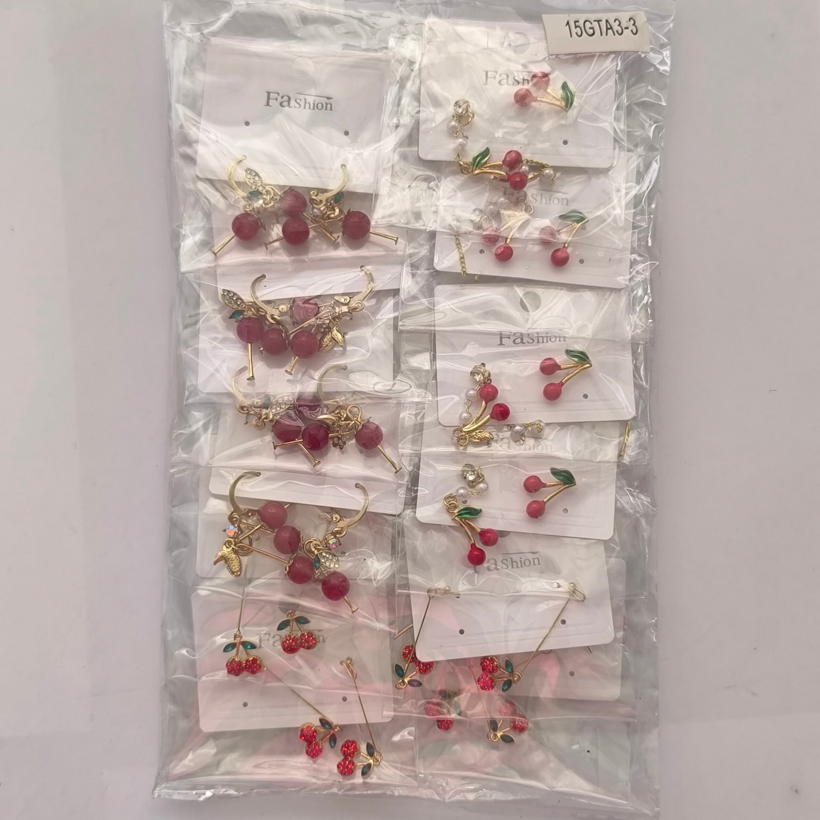 Set de Aretes Colgantes Mujer 12 Unidades | Diseños Cereza y Perla - Image 9