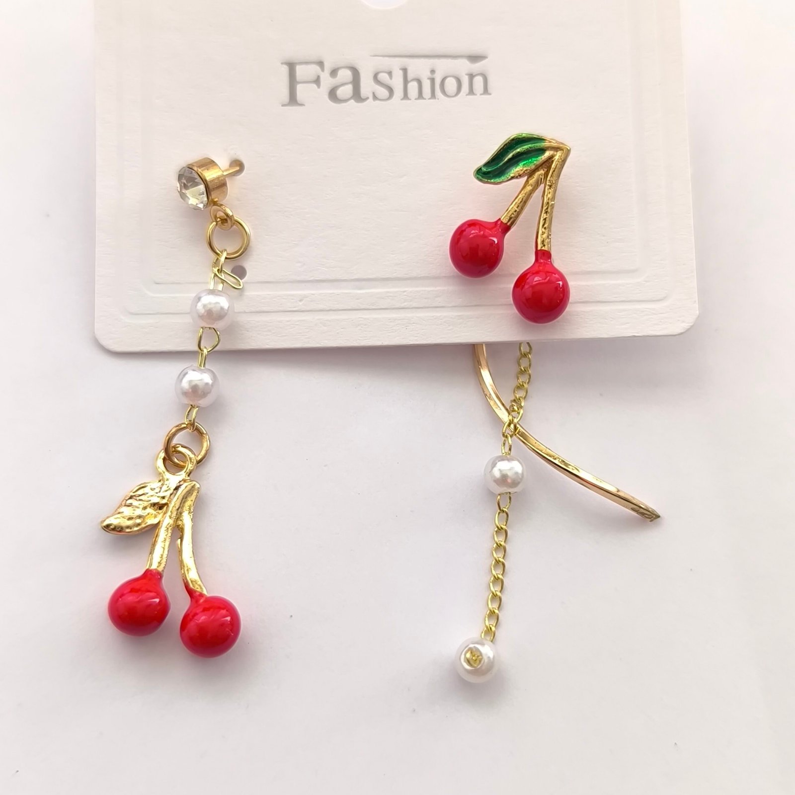 Set de Aretes Colgantes Mujer 12 Unidades | Diseños Cereza y Perla - Image 5