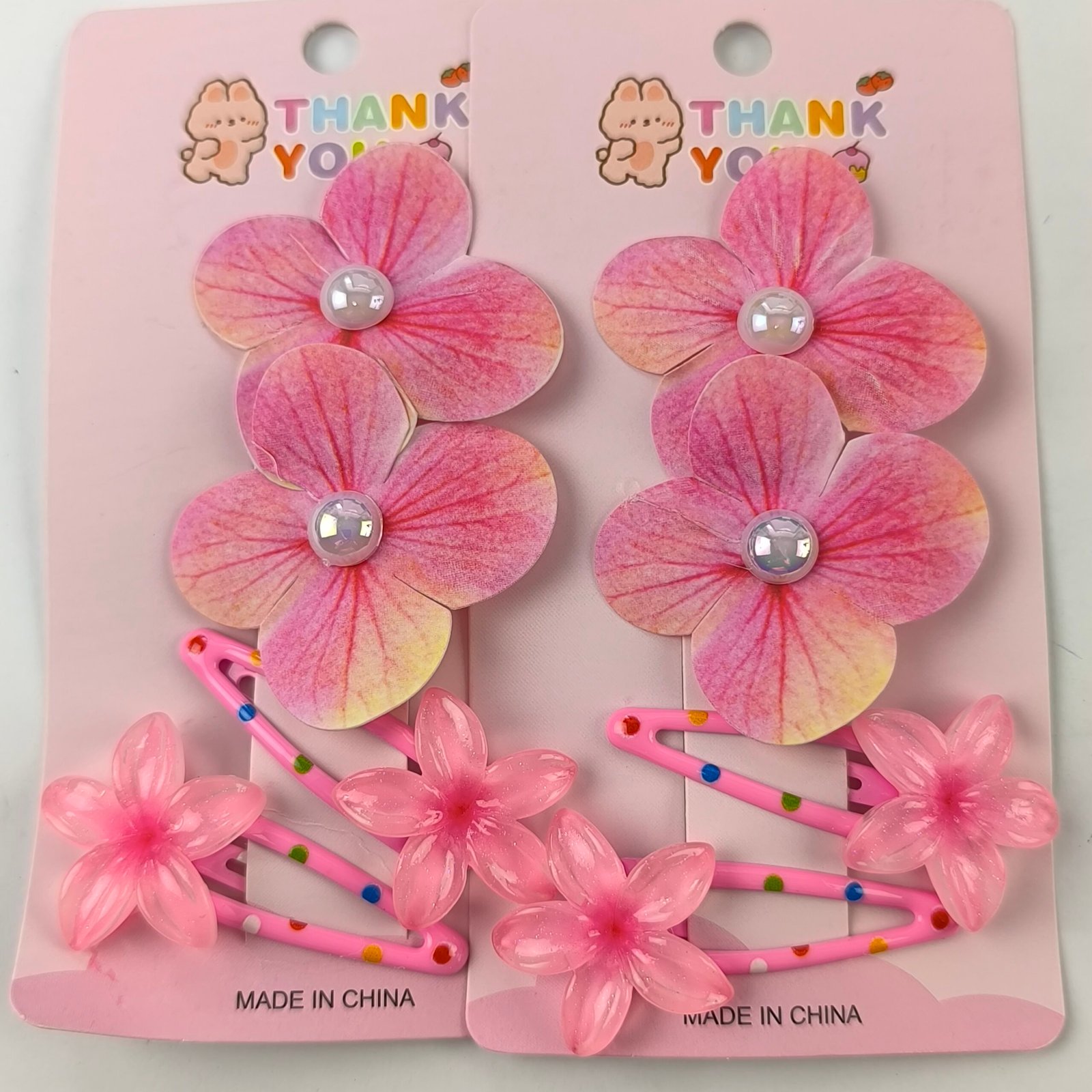 Set Ganchos Cabello Flor Tela y Acrílica 12 Tarjetas | Estilo Hawai - Image 5