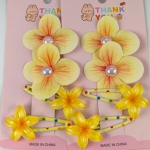 Set Ganchos Cabello Flor Tela y Acrílica 12 Tarjetas | Estilo Hawai