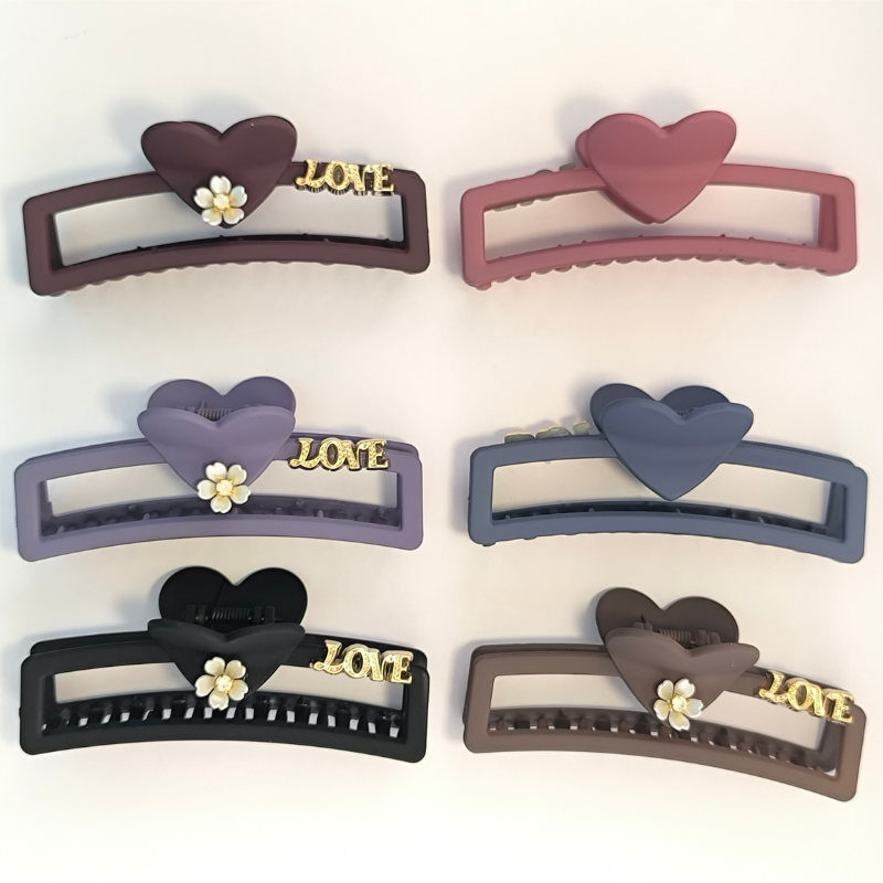 Los 6 colores de la pirana rectangular Love corazon mate negro lila rosa marron azul gris