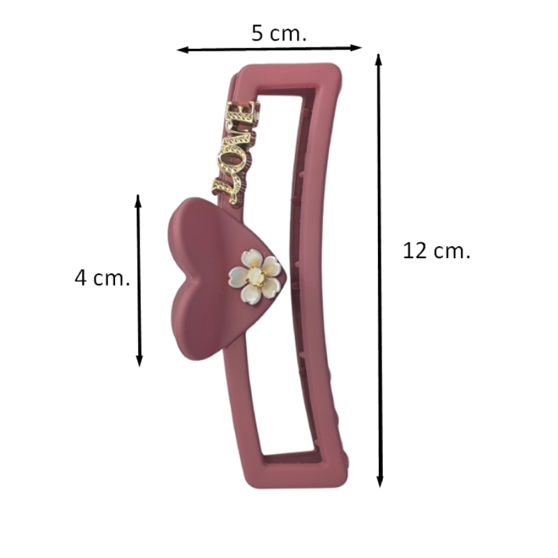 Medidas pirana rectangular Love 12 cm largo 5 cm ancho 4 cm alto plastico mate