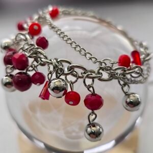 Pulseras de Cadena con Cuentas Colgantes Surtidas | Dorada y Plateada con Bolitas y Cristales Colores Variados Paquete 12