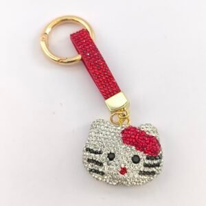 Llaveros Kawaii con Brillos Tipo Cristal y Diseños de Gatito y Frutilla | Pack 12 Unidades Resistentes y Decorativos