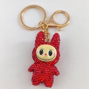 Llaveros Kawaii Brillantes Tipo Muñeco con Piedritas Tipo Cristal | Pack 12 Unidades Juveniles y Llamativos