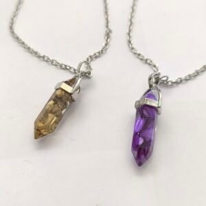 Collar Dije Piedra Tipo Cuarzo para Mujer | Colores Surtidos 12 Unidades por Mayor