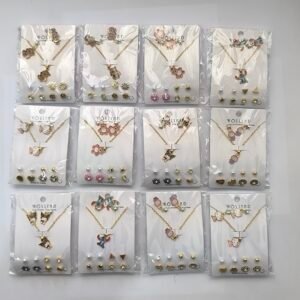 Set de Collares y Aretes Kawaii para Mujer | Pack 12 Tarjetas con Diseños Tiernos