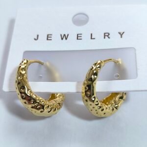 Aretes de Acero Tipo Argolla Texturizada para Mujer | Pack 12 Pares Surtidos Dorado y Plateado