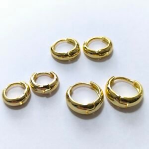 Aretes de Acero Tipo Argolla Gruesa para Mujer | Pack 12 Tarjetas con 3 Pares