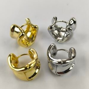 Aretes Gruesos Irregulares en Acero Inoxidable para Mujer | Dorado y Plateado Pack 12 Pares