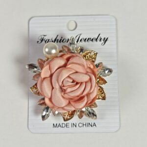 Broche Rosa Tela Satinada con Cristales y Perla — Surtido Bolivia Mayor